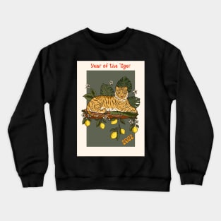 Jungle Tiger on Lemon Log With  2022 Year of the Tiger Crewneck Sweatshirt